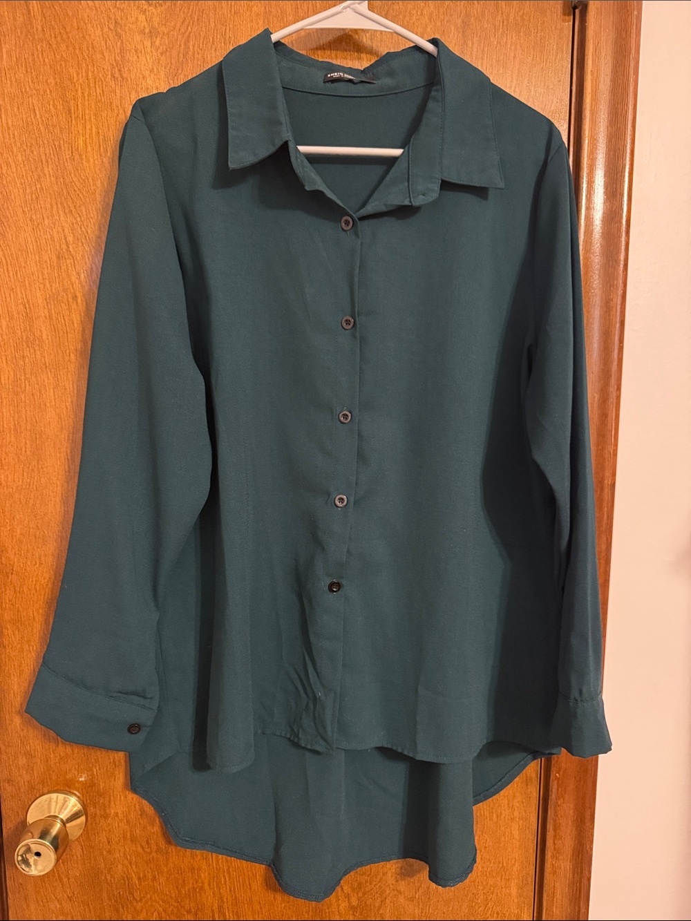 Green Button-Front Women's Blouse